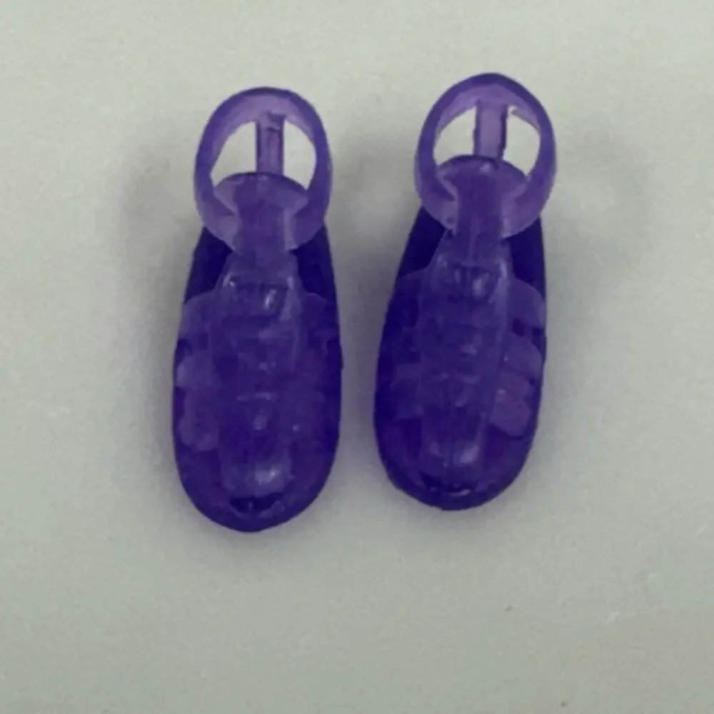 Vtg Barbie Doll Shoes Translucent Purple Strappy Flat Jelly Sandals 90’s